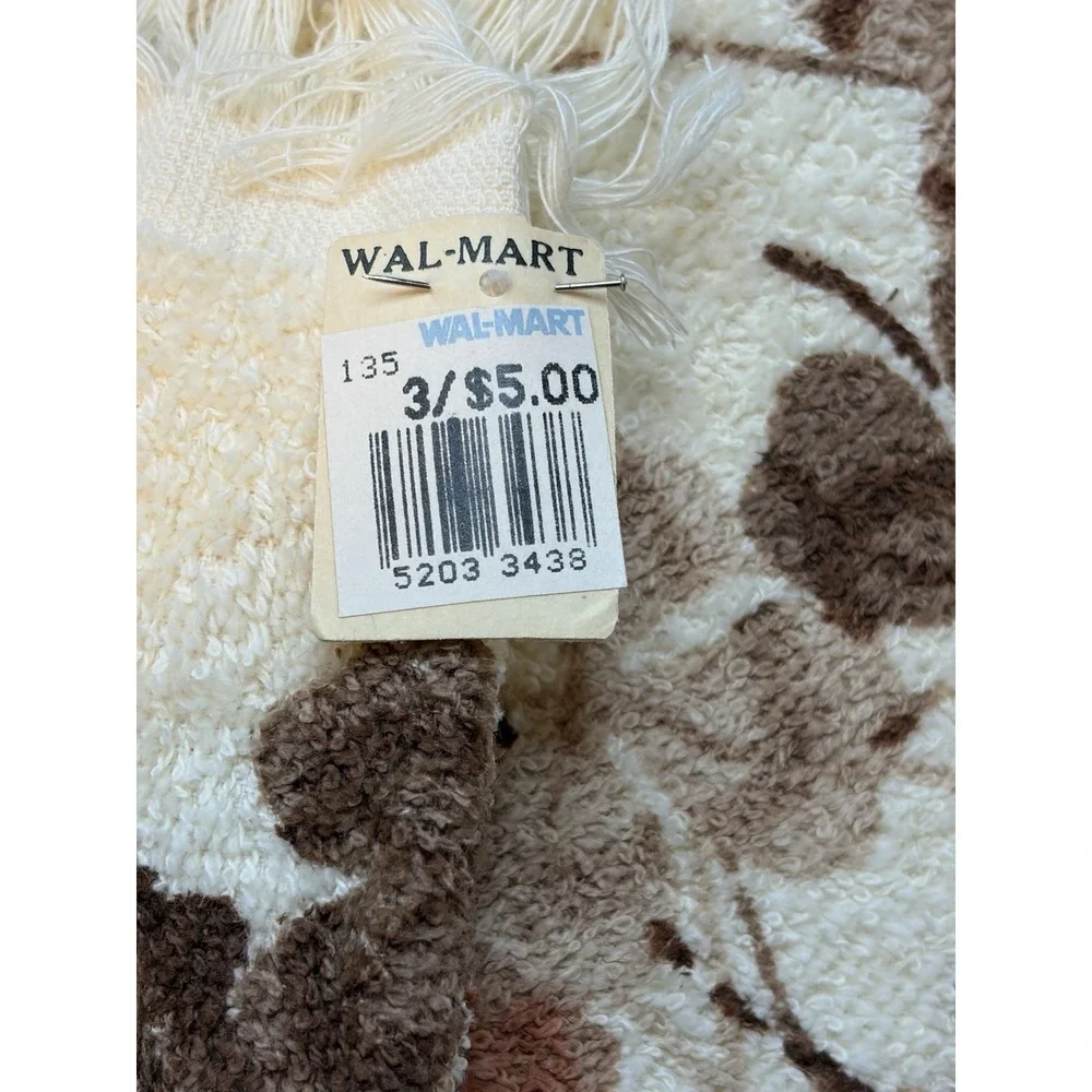 Floral Bath Towel/Washcloth/Cotton/ Brown/Copper/Dundee/WalmartVtg Retro MCM 70s